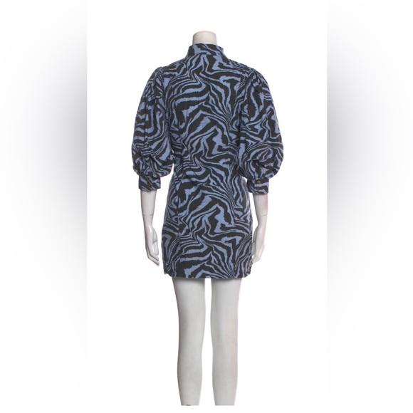 Ganni Black and Blue Patterned Dress Size 8 - Picture 2 of 3
